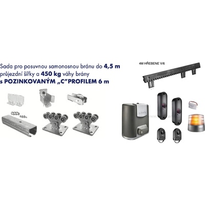 SOMFY ELIXO iO KOMFORT - kompletní sestava do 4,5m, kování s pozinkovaným profilem do 450 kg