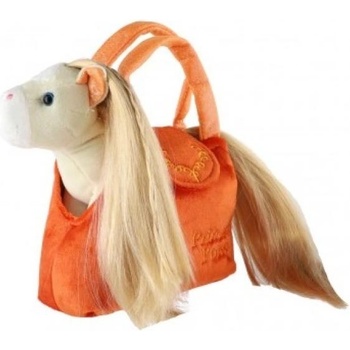 Teddies Еднорог в чанта/торба оранжев плюш в торбичка