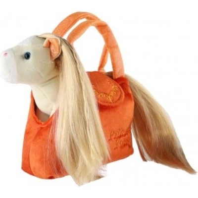 Teddies Еднорог в чанта/торба оранжев плюш в торбичка