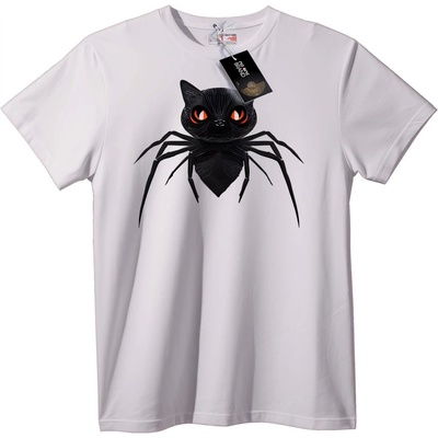 NOONEBRAND Тениска Черна Котка Паяк - XXS, White