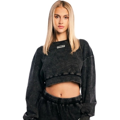 GymBeam dámská mikina Cropped Aura Washed Black