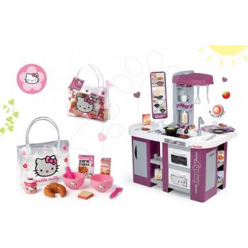 Smoby Set kuchynka Tefal Studio XL s umývačkou riadu a chladničkou a raňajkový set Hello Kitty