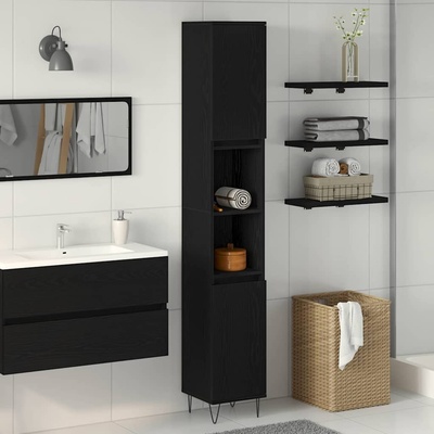 vidaXL Шкаф за баня Черния дъб 30 x 30 x 190 см Инженерна дървесина (862882)