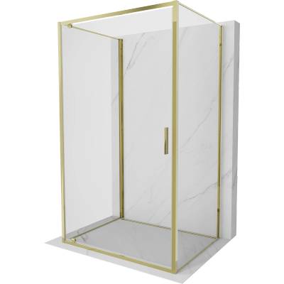 Mexen Exo-3S тристенен душ кабина с врата 100 x 85 см, прозрачна, златна (8181-100-085-50-00-3S)