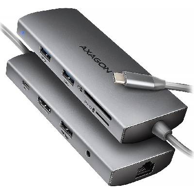 AXAGON multi USB-C 9v1 hub / HMC-8HLSA / USB 3.2 Gen1 / 1x PD 100W / 1xHDMI / 3x USB-A / RJ-45 / 3,5 jack / SD / 20cm