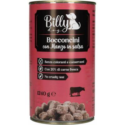 Billy Dog šťavnaté mäsové kúsky s hovädzím mäsom v lahodnej omáčke 1,24 kg