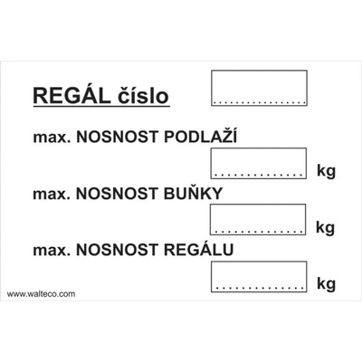 Walteco Označení regálu, 300x100mm, samolepka , 20075