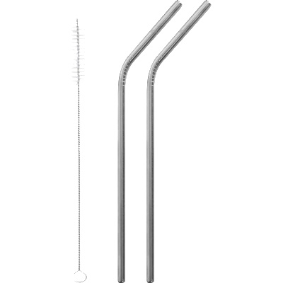 Qwetch Извита сламка от неръждаема стомана - 2 броя