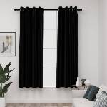 Pure Line Home Завеси с ленена текстура в цвят черен с метални халки, 2 бр. , 140 x 175 см