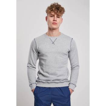 Urban Classics Мъжка блуза в сиво Urban Classics Organic Contrast Flatlock Stitched Crew UB-TB3945-02830 - Сив, размер M