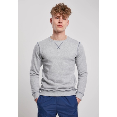Urban Classics Мъжка блуза в сиво Urban Classics Organic Contrast Flatlock Stitched Crew UB-TB3945-02830 - Сив, размер S