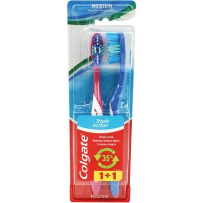Colgate Четка за зъби Colgate Triple Action 2 броя, средна
