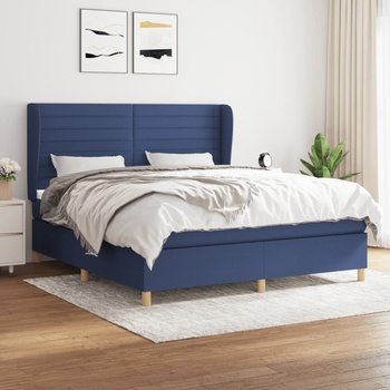 vidaXL Боксспринг легло с матрак, синьо, 180x200 см, плат (3128627)