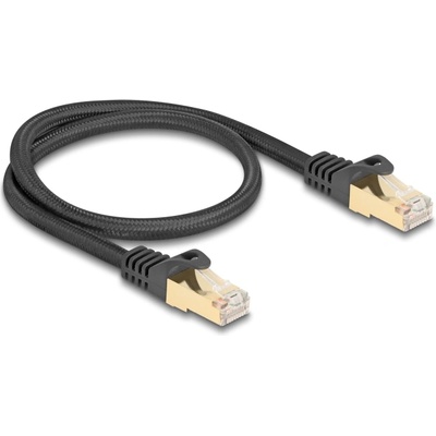 Delock RJ45 мрежов кабел с плетена обвивка Cat. 6A S/FTP мъжки към мъжки 0, 5 m черен