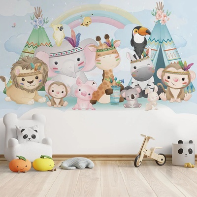 Art gift Детски фототапет - Животинки на къмпинг