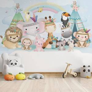 Art Gift Decor Детски фототапет - Животинки на къмпинг