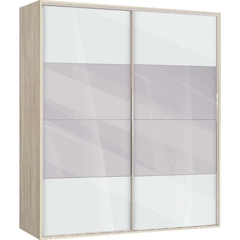 Bogdan Furniture G Двукрилен гардероб с плъзгащи врати Мебели Богдан Модел bm-ava 51, бял гланц със сонома