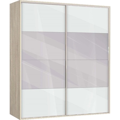 Bogdan Furniture G Двукрилен гардероб с плъзгащи врати Мебели Богдан Модел bm-ava 51, бял гланц със сонома