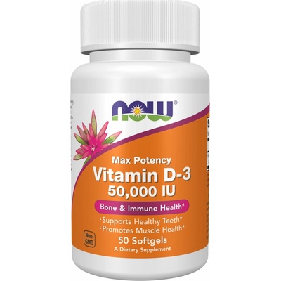 Now Foods Vitamín D3 50000 IU 50 mäkkých gélov