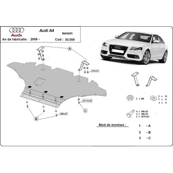 Scut Motor - Румъния Метална кора под двигател audi a4 (8k2, b8) от 2012 до 2015 (73859)