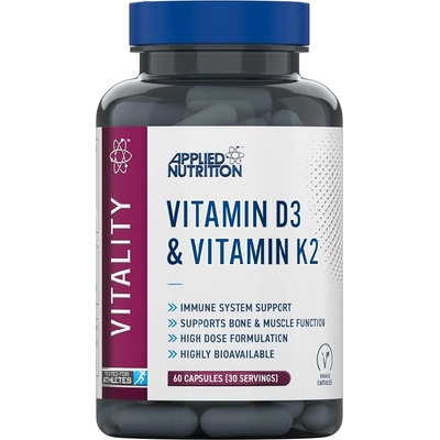Applied Nutrition Vitamin D3 and Vitamin K2, 60 Veg Capsules