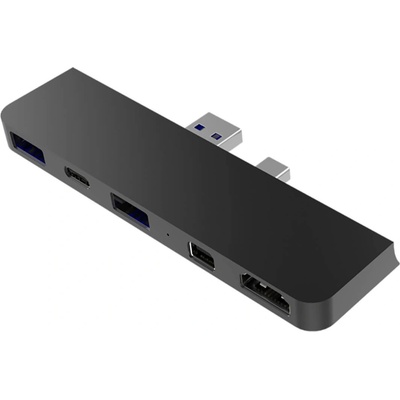 HYPER by Sanho Мултифункционален хъб за свързване на допълнителна периферия за Microsoft Surface 4/5/6 - HyperDrive Slim 5-in-1 USB-C Hub (HD125-BLACK)
