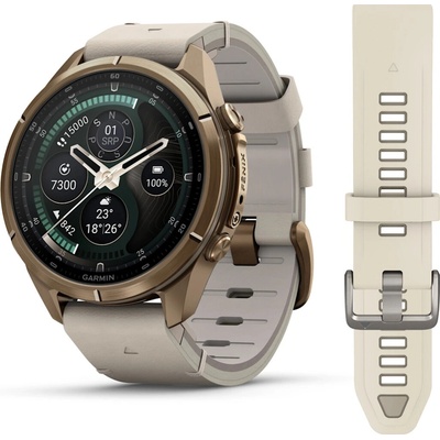 Garmin Fenix 9 Pro 43 mm AMOLED inReach Gold Leather Band 010-04335-41