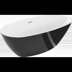Mexen Eris самостоятелна вана 180 x 80 см, бяла/черна, преливник златисто (53441808075-55)