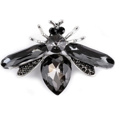 Stoklasa brož s broušenými kamínky včela 2 antracit