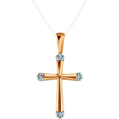 SAVICKI Висулка с кръстче Savicki: двуцветно злато, диаманти