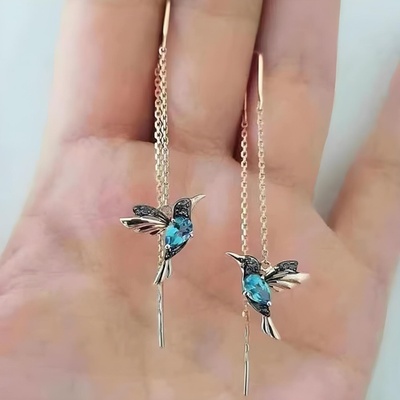 HARAHU Обици lo-7185 - Златна / Синя kp7185 (lo-7185)