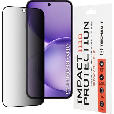 Techsuit Стъклен протектор за поверителност за Oppo Reno16 F / Reno16 FS - 111D Privacy Full Glue - Techsuit - Черен