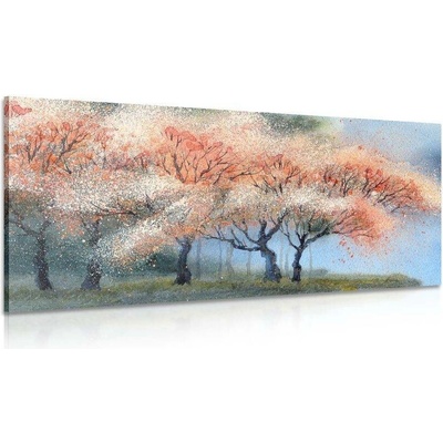 Obraz akvarelové kvetoucí stromy - 100x50
