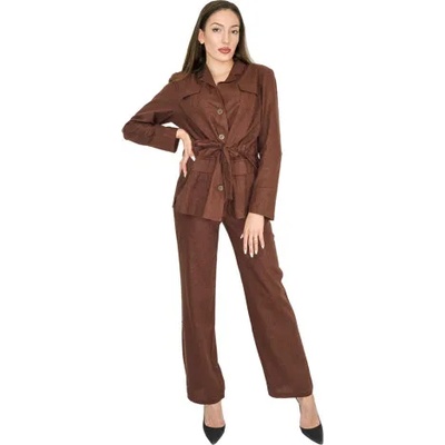 Кафяв панталон от лен и вискоза (d13)