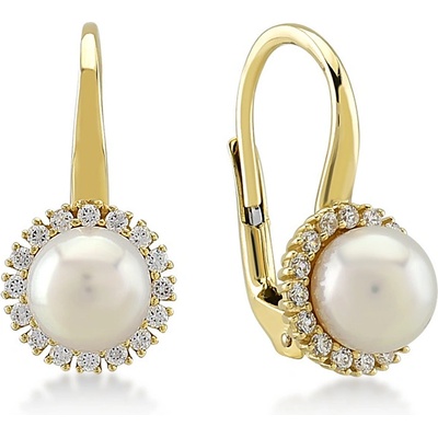 Lillian Vassago zlaté patentové s říční perlou a zirkony LLV22-GER103