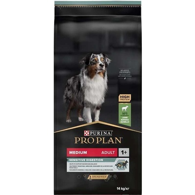 Purina Pro Plan Medium Adult Sensitive Digestion за кучета от средни породи, Агне- 14 кг