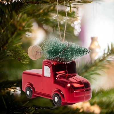 Family Vianočná ozdoba na stromček – auto so stromčekom