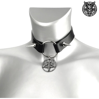 Leather & steel fashion чокър inverted cross spikes - lsf9 83