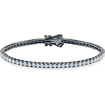 SAVICKI Тенис гривна Luminy 2, 2 мм: черно сребро, моисанити