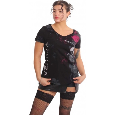 Yakuza Rose Scratch Curved V Neck GSB25118 Černé