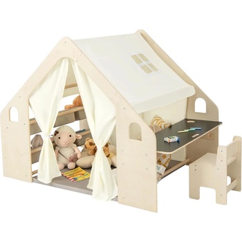 Ginger Home Дървена къща за игра 6 в 1 Ginger Home - С аксесоари (AT-KF-2401)