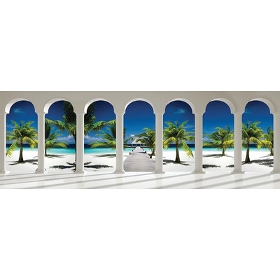Preinterier FT4069 Fototapeta na stenu Tropická pláž - výhľad vlies 620cm x 219cm
