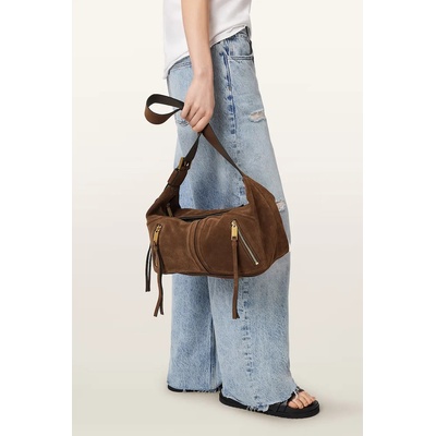 AllSaints чанта тип хобо дамска от велур JEAN (W377XE)