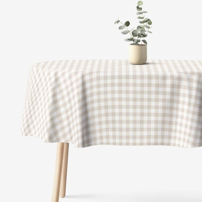 Goldea oválný ubrus 100% bavlněné plátno latte kostičky 140x240 cm