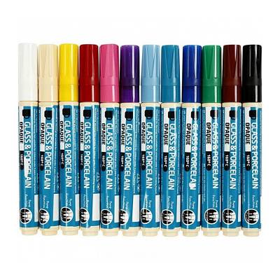 Fixy na porcelán a sklo vypalovací sada 12ks