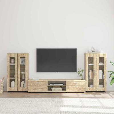 vidaXL Комплект ТВ шкаф с рафт FLORIN 3 pcs Сонома дъб Инженерно дърво (3397936)