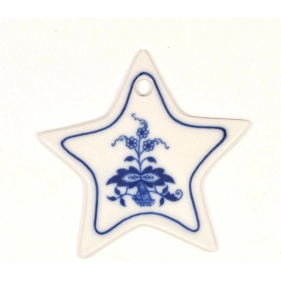Český porcelán Vánoční ozdoba hvězdička cibulový porcelán 18302