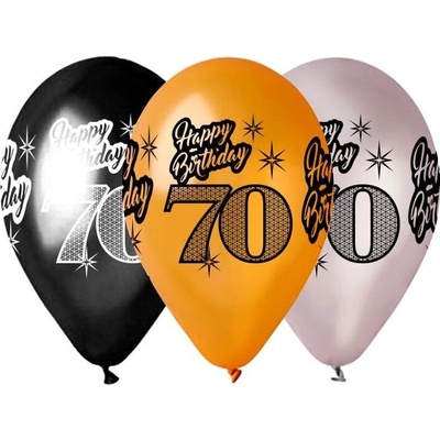 SMART Balónky metalické 70 let Happy Birthday narozeniny mix barev 30 cm