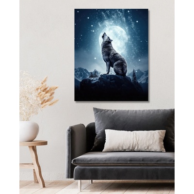 ZUTY Obrazy na stenu - Vlk vyje na mesiac Rámovanie: bez rámu a bez vypnutia plátna, Rozmer: 40x50 cm