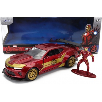 Jada Chevrolet Camaro Coupe With Iron Man Figure 2016 Červené Zlato 1:32